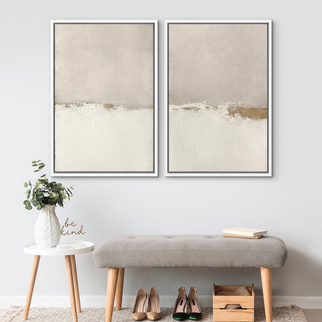 SIGNWIN Framed Canvas Print Wall Art Abstract Wave Pattern Modern Art Minimalist Neutral Decor for Living Room, Bedroom, Office - 24"x36"x2 Natural