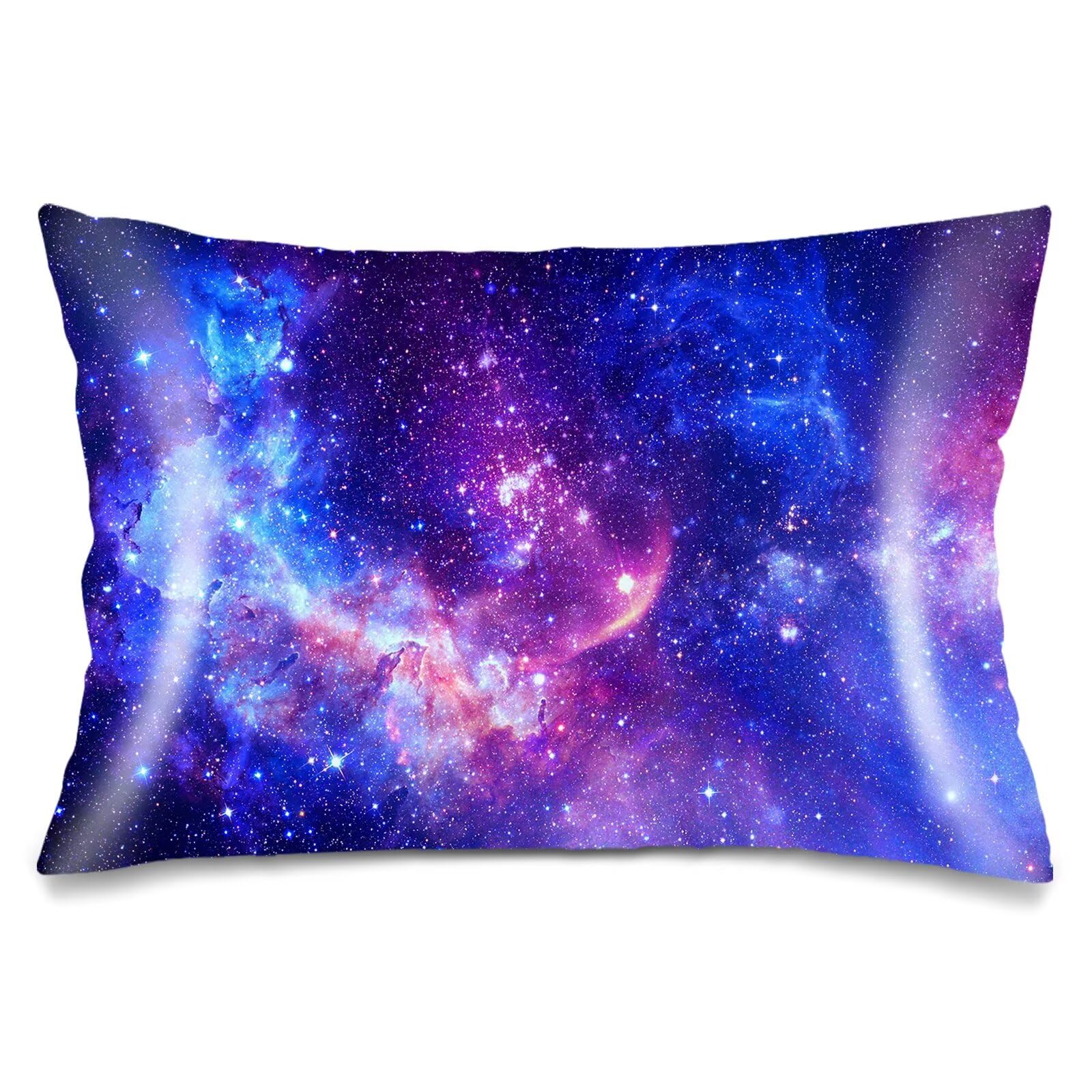 Silk Satin Pillowcase for Hair and Skin,Galaxy Throw Pillow Cover Queen Size Pillowcases Envelope Closure,Outer Space Nebula Universe Star Night Starry Sky Soft Bed Cushion Covers for Women,20"x30"