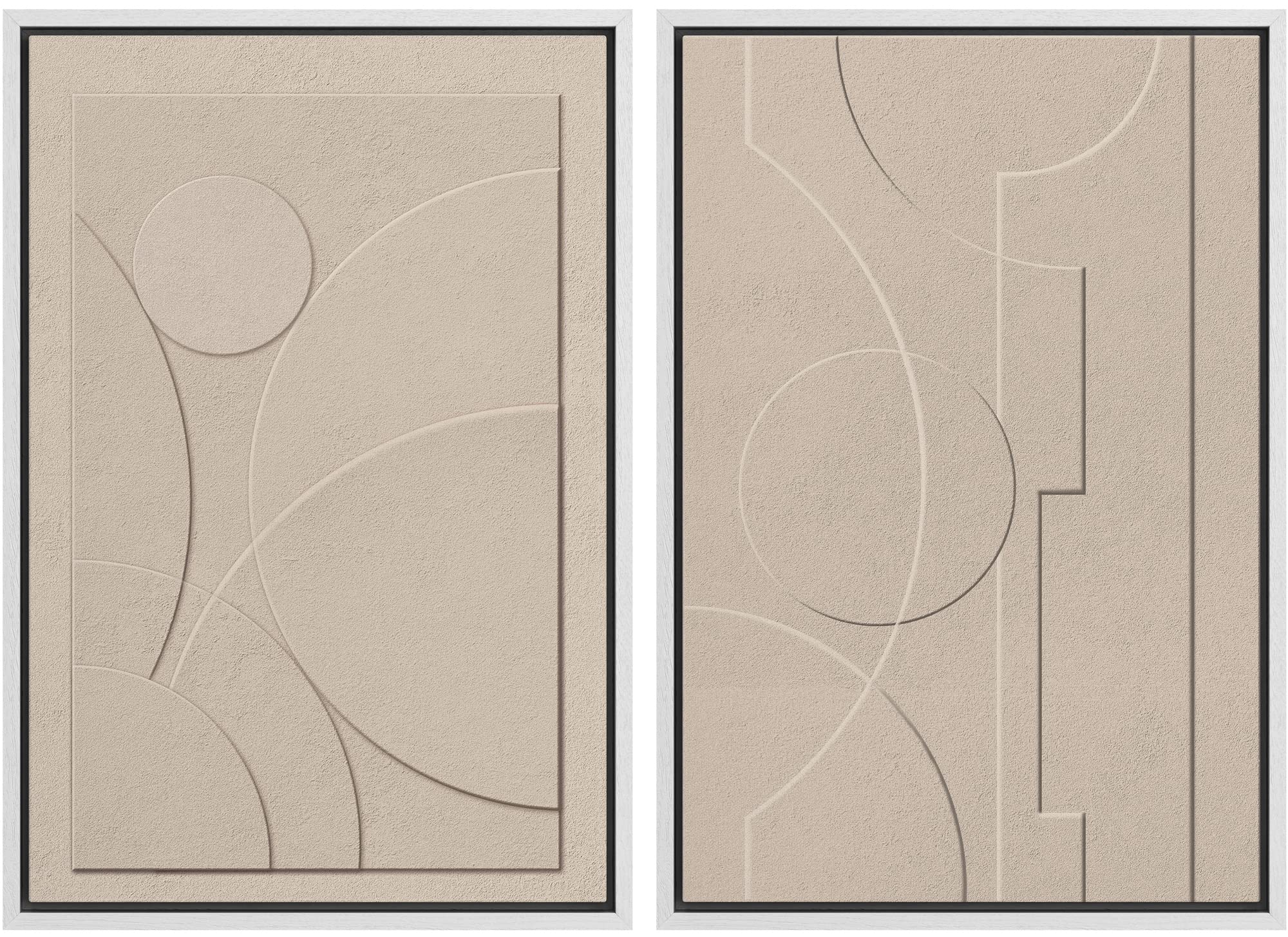 SIGNWIN Framed Canvas Print Wall Art Abstract Wave Pattern Modern Art Minimalist Neutral Decor for Living Room, Bedroom, Office - 24"x36"x2 Natural